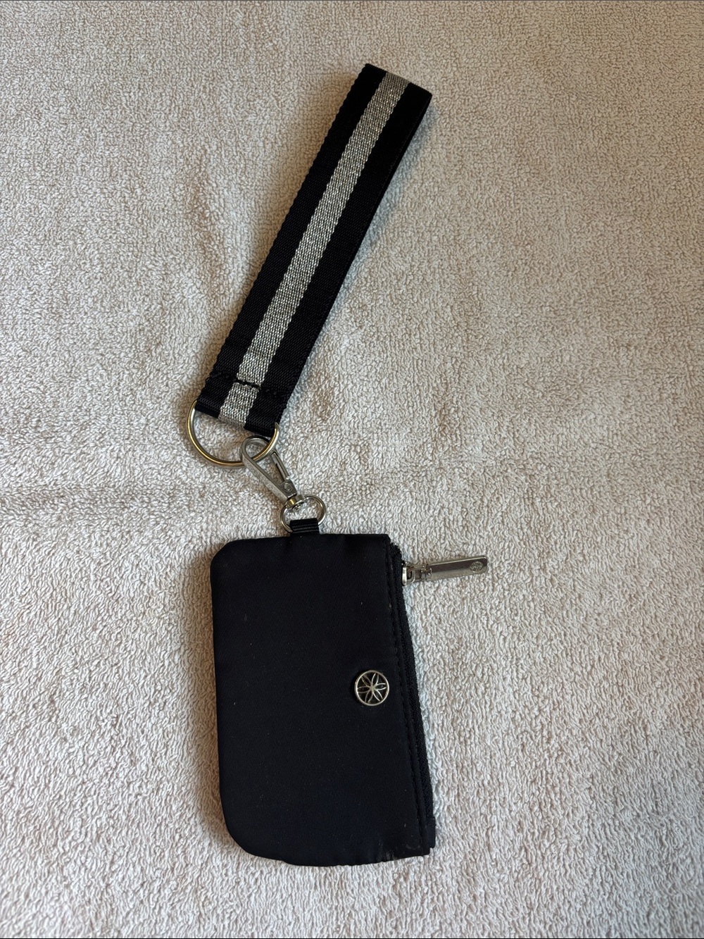T.J.Maxx Black and Silver Wristlet Keychain Pouch